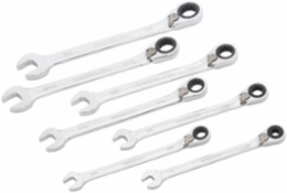 7-Piece Ratcheting Wrench Set, Polished Chrome Finish, ASME/ANSI Standard