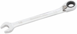 1/2 Inch Combination Ratcheting Wrench, Polished Chrome Finish, ASME/ANSI Standard