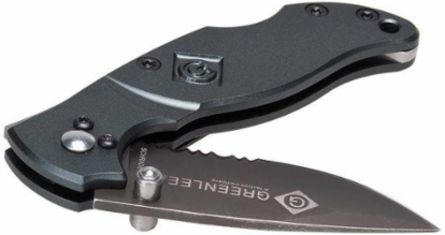 Titanium-Coated Folding Pocket Knife, 2.25 Inch Serrated Blade, Aluminum Handle