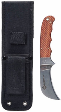 Hawkbill Fixed Blade Knife with 3 Inch Blade, Rosewood Handle and Nylon Sheath