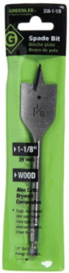 1-1/8 Inch Spade Bit, Hexagonal Shank, 6-1/4 Inch Length, 0.150 LB Weight