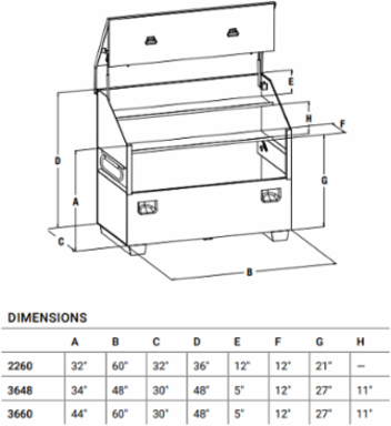 Slant Top Storage Box 36 Inch Height, 48 Inch Width, 30 Inch Depth, 16 Gauge Steel