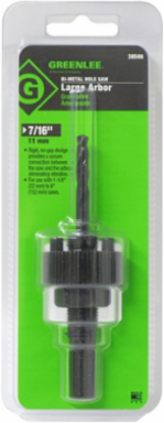 1/2 Inch Shank Hex Hole Saw Arbor, 7/16 Inch Diameter, High Speed Steel Pilot Drill