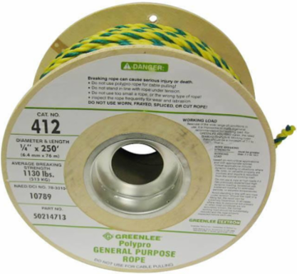 1/4 Inch x 250 Foot Polypro General Purpose Rope, Grit 1130 LB, Weather Resistant