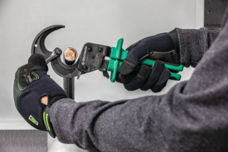 Ratchet Cable Cutter 1-7/16 Inch Jaw Size, 10 Inch Length, Cushioned Grip