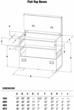Flat Top Piano Storage Box 72 Inch x 30 Inch x 48 Inch 60 Cu-Ft 16 Gauge Steel