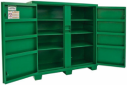 2-Door Utility Cabinet, 60 Inch x 24 Inch x 56 Inch, 16 Gauge Steel, Green