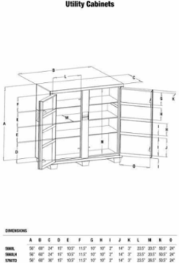 Utility Cabinet with Reinforced Shelves, 60 Inch Width, 56 Inch Height, 24 Inch Depth