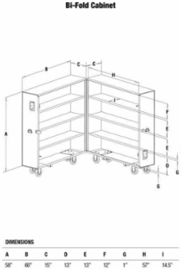 Bi-Fold Storage Cabinet 58 In Height, 60 In Width, 15 In Depth, 16 Gauge Steel