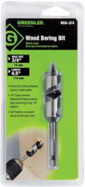 3/4 Inch Quick Change Auger Bit, 4.5 Inch Length, 1/4 Inch Shank Diameter