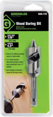7/8 Inch Quick Change Auger Bit, 1/4 Inch Shank, 4.5 Inch Length