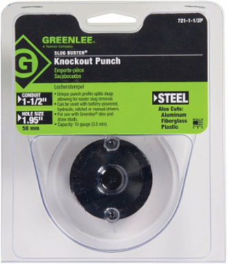 Slug-Buster® 1-1/2 Inch Conduit Size Punch, 10 GA Capacity, Actual Hole Size 1.951 Inch
