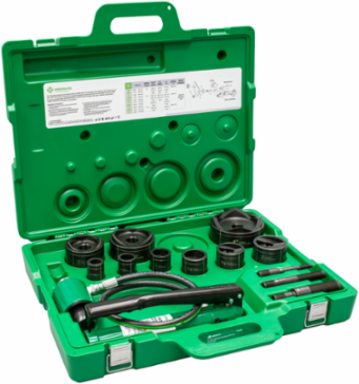11-Ton Hydraulic Knockout Kit with Hand Pump, 1/2" - 3" & 4" Conduit Size