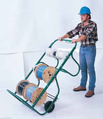 Wire Reel Cart, Capacity for 6 Spools up to 16 Inch, Steel Construction, 54-1/2 Inch Long