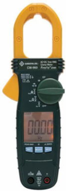 AC/DC True RMS Clamp Meter, 600V, 600A, LCD Display, CAT III