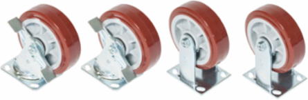 6 Inch Locking Swivel & Rigid Caster Kit with 900 lb Capacity, 2 Inch Wheel Width