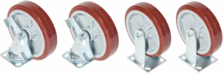 8 Inch Caster Kit with Locking Swivel and Rigid Casters, 900 lb Capacity