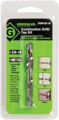 3/8 Inch-16NC Drill/Tap Bit, High-Speed Steel, Up to 10 GA Material Thickness