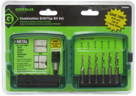 High-Speed Steel Metric Drill/Tap Set, M3-M10, 6-Piece, 1/4 Inch Shank