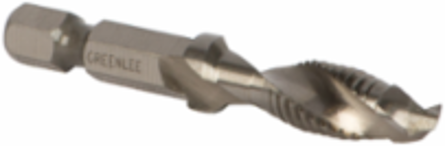 M8 X 1.25 Drill/Tap Bit, 1/4 Inch Quick Change Hex, High Speed Steel, Up to 10 GA