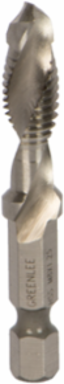 M8 X 1.25 Drill/Tap Bit, 1/4 Inch Quick Change Hex, High Speed Steel, Up to 10 GA
