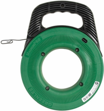 65' Steel Fish Tape, Oil-Tempered, 400 LB Tensile Strength