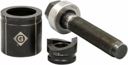 30.5 mm Manual Knockout Set, Round, 10 ga Mild Steel, Made in USA