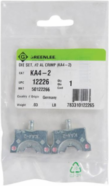 Aluminum Crimping Die Set for 2 AWG Cables, Color Pink, Certified C/US UL Listed