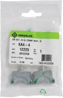 Aluminum Crimping Die Set for 4 AWG Lugs, UL Listed, 4 Ton Capacity