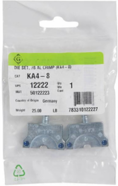 Aluminum Crimping Die Set for 8 AWG Cable, Color-Coded Lugs, Germany Made