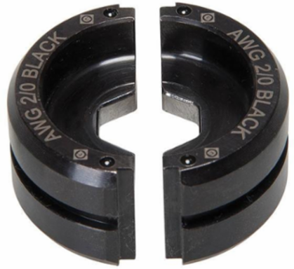 Crimping Die for 2/0 AWG Copper Lugs, 6 Ton Tool Compatibility, Black