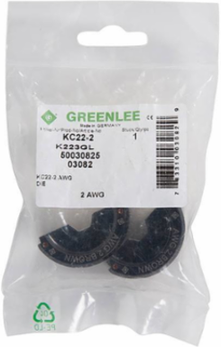 Die for 2 AWG Copper Lugs, 6 Ton, 22 Series, C/US UL Listed