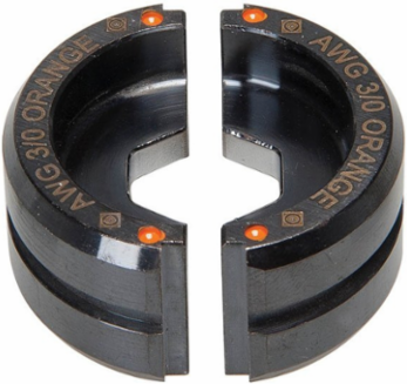 Crimping Die for 3/0 AWG Copper Lugs, 6 Ton Capacity, Orange
