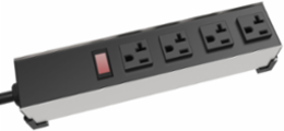 Heavy Duty 4 Outlet Power Strip, 20A, 120VAC, 6 ft Cord, Anodized/Black