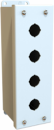 4 Hole Pushbutton Enclosure, 8.88 Inch x 2.75 Inch x 3.5 Inch, IP54 Rated, Mild Steel