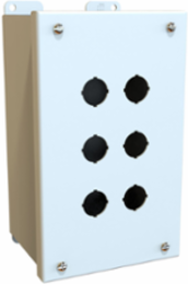 6 Hole Pushbutton Box, 22mm, 8.5 Inch x 5 Inch x 4.25 Inch, Steel, IP54
