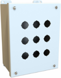 9 HOLE 22MM PUSHBUTTON BOX - 8.5 x 6.5 x 4.25