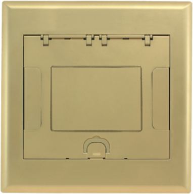 10-Gang Recessed Floor Box Cover, Brass Powder Coat Finish, 13.21 Inch Width
