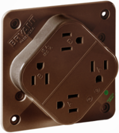 Hospital Grade 15A 125V Quad-PLEX Receptacle, 2-Pole 3-Wire Grounding, Black