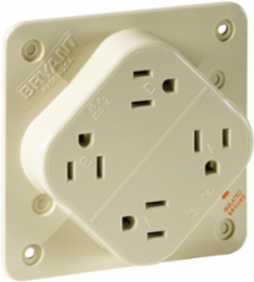 QUADPLEX Receptacle, 15A 125V, 4.3 Inch x 4.30 Inch x 0.92 Inch, Surge Suppression