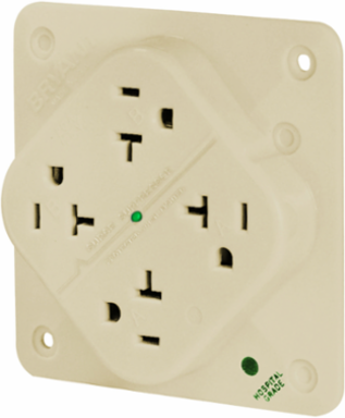 Hospital Grade QUADPLEX Receptacle, 20A 125V, 4 Outlets, Surge Suppression, Ivory