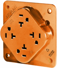 Quad-PLEX Commercial Grade Receptacle, 20A 125V, 2-Pole 3-Wire, Orange