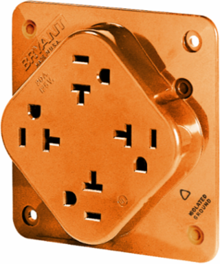 Quad-PLEX Receptacle, 20A 125V, 2-Pole 3-Wire, Isolated Ground, Orange