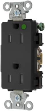 Hospital Grade Tamper Resistant Duplex Receptacle, 15A 125V, 2-Pole, 3-Wire, 1.57 Inch x 3.28 Inch