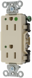 Hospital Grade Decorator Duplex Receptacle, 15A 125V, LED Indicator, Ivory