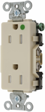 Hospital Grade Tamper Resistant Duplex Receptacle, 15A 125V, 3.28 Inch x 1.57 Inch x 1.15 Inch, Ivory