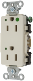 Hospital Grade Decorator Duplex Receptacle, 15A 125V, LED Indicator, Light Almond