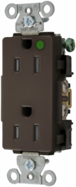 Hospital Grade Tamper Resistant Duplex Receptacle 15A 125V 2-Pole 3-Wire Brown