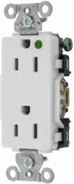 Hospital Grade Decorator Duplex Receptacle, 15A 125V, 2-Pole 3-Wire Grounding, White