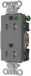Tamper Resistant Decorator Duplex Receptacle, 20A 125V, Gray, 2-Pole 3-Wire, Hospital Grade
